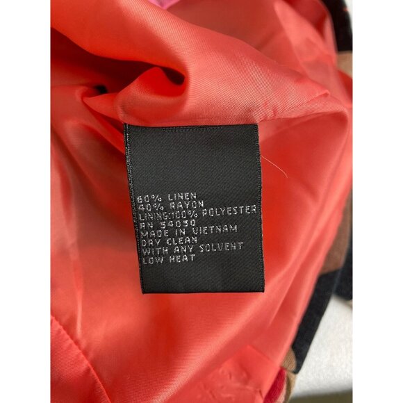 Kasper And Company Linen Blend 3/4 Sleeve Jacket Fully Lined Womens 10 Floral - Picture 7 of 9